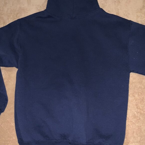 Russell Athletic Youth Medium Embroidery Navy Blue Sweatshirt Hoodie Pocket C03 - Picture 6 of 6